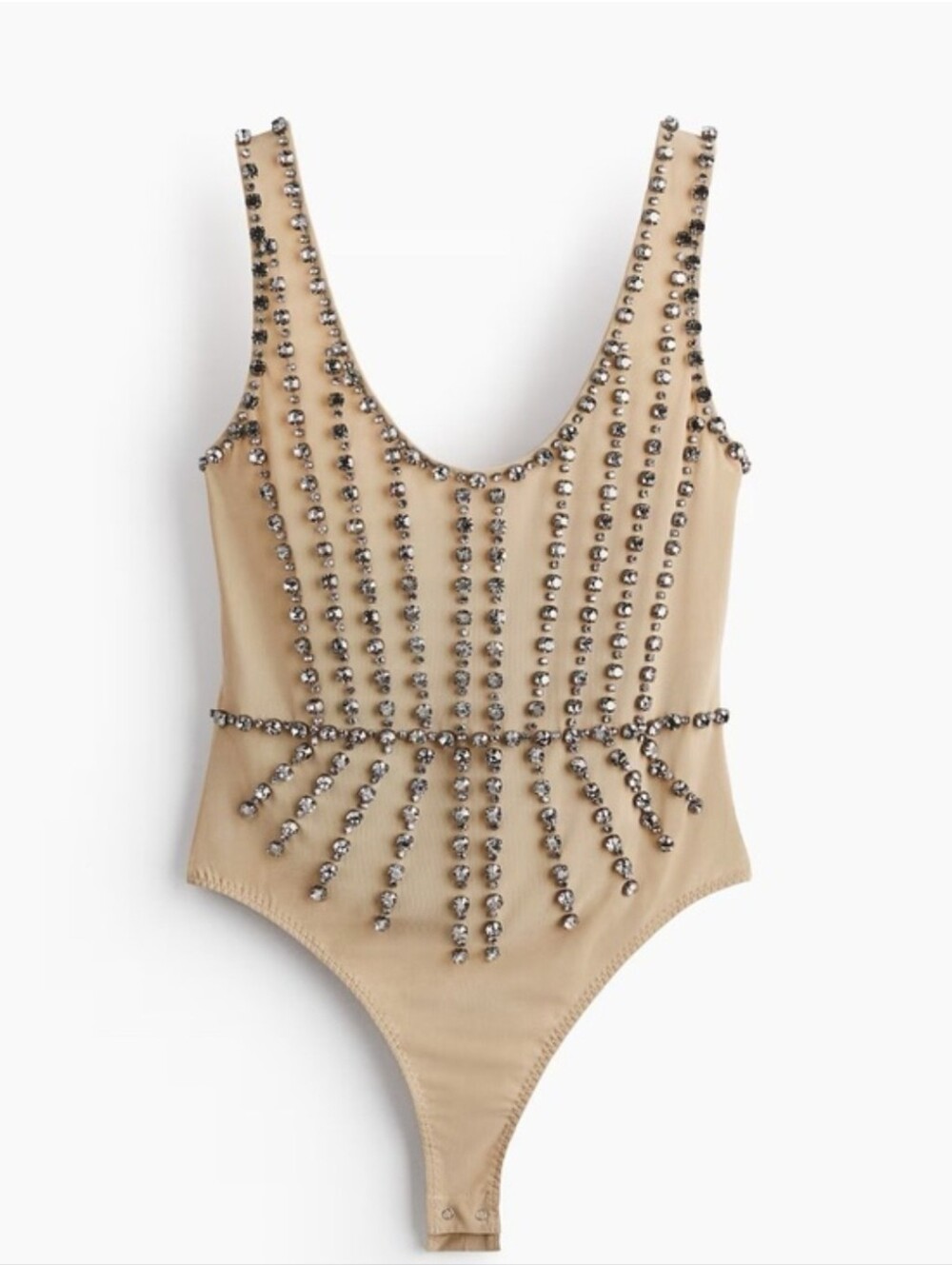 Medium H&M Stella Embellished Nude Beaded Bodysuit